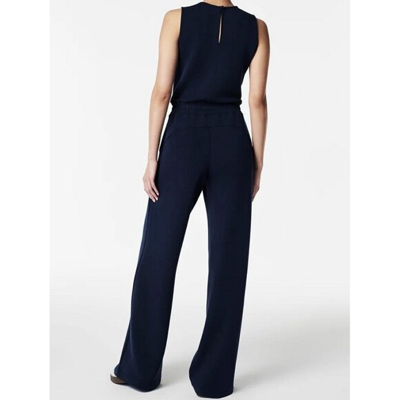 Spanx AirEssentials Sleeveless Jumpsuit Classic Navy Romper Open Back Wide Leg L - Picture 7 of 14